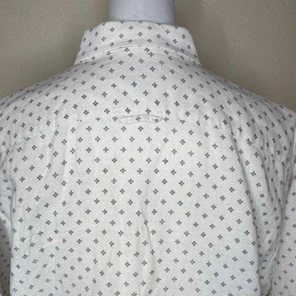 BANANA REPUBLIC Linen Slim Fit Geometric Print Shirt Medium Eclectic Grandpacore
